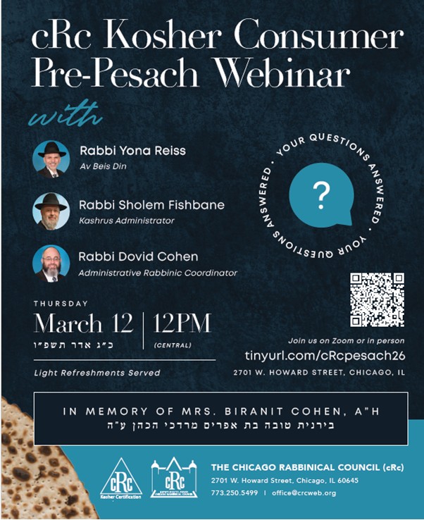 Recording from the Pre-Pesach Webinar – March 2026